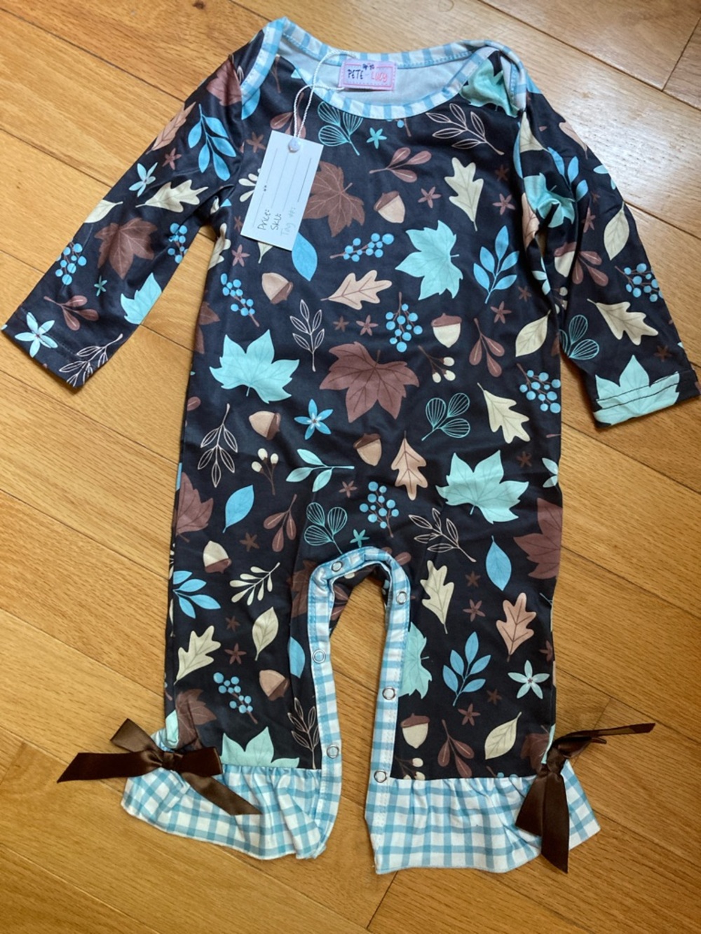 Pete + Lucy Girl’s Romper Fall Leaves Print